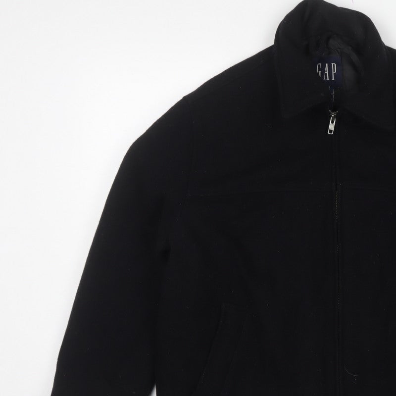 GAP Men's Black XS Wool Blend Zip Jacket Collared Pockets