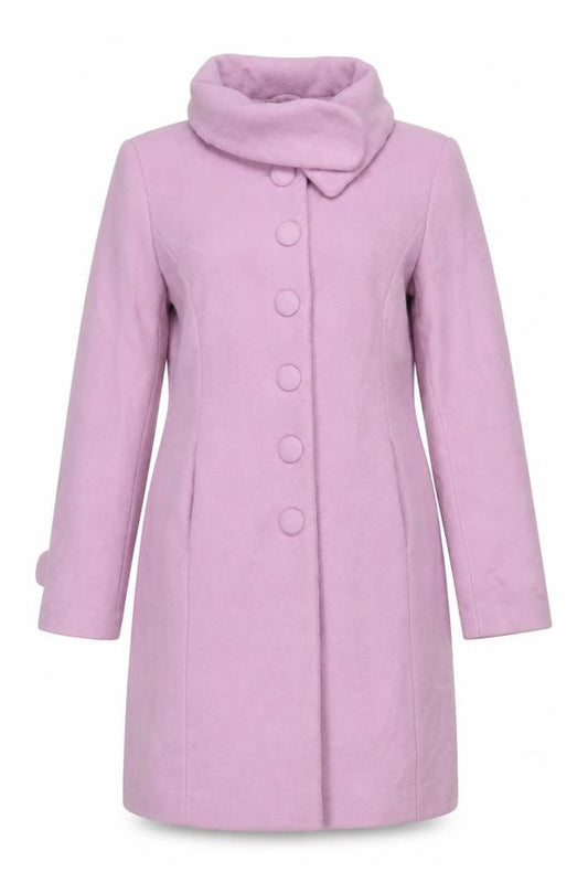 Tuchuzy Women’s Pink UK 12 Wool Blend Mid-Length Overcoat