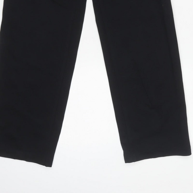 M&S Womens Black Size 6 Regular Straight Leg Stretch Trousers
