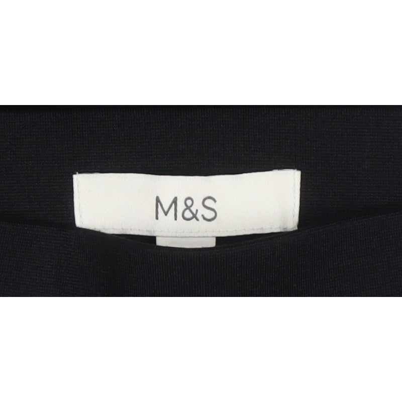 M&S Womens Black Size 6 Regular Straight Leg Stretch Trousers