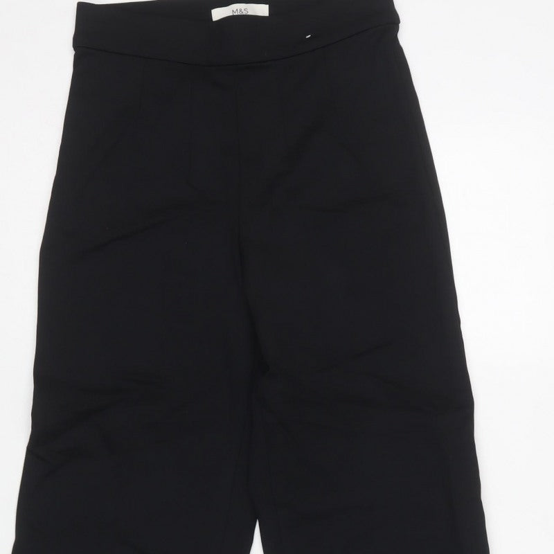 M&S Womens Black Size 6 Regular Straight Leg Stretch Trousers