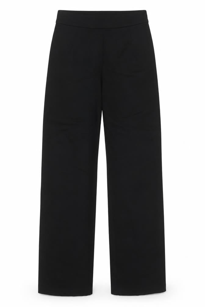 M&S Womens Black Size 6 Regular Straight Leg Stretch Trousers