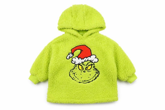 The Grinch Unisex Kids Green Fleece Pullover Hoodie 3-4 Years Christmas