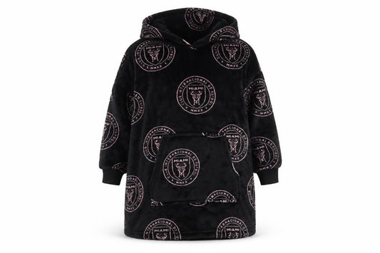 M&S Boys Black Pink Inter Miami Hooded Fleece Robe 7-8 Years MLS