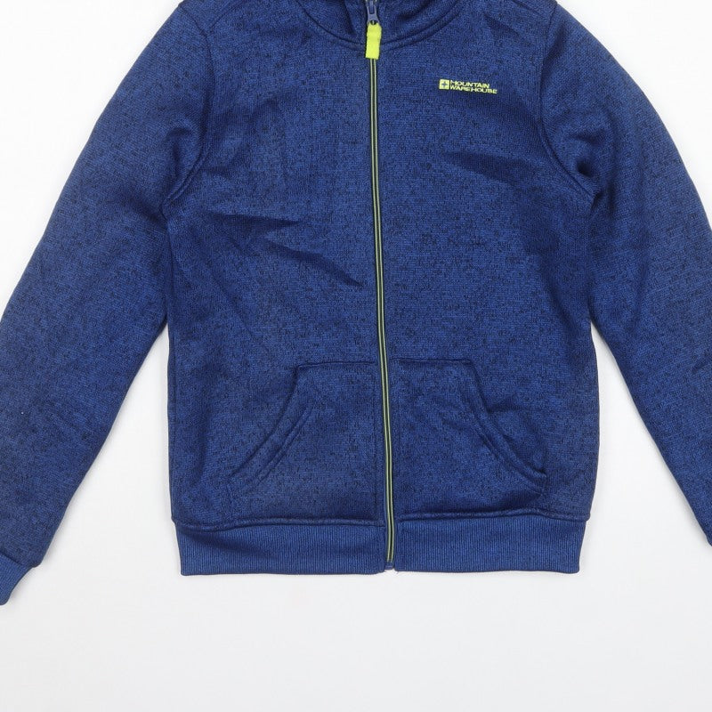 Mountain Warehouse Boys Blue 11-12 Hooded Fleece Lined Zip Jacket