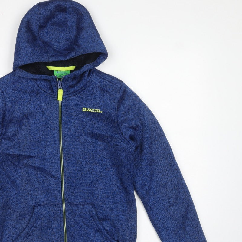Mountain Warehouse Boys Blue 11-12 Hooded Fleece Lined Zip Jacket