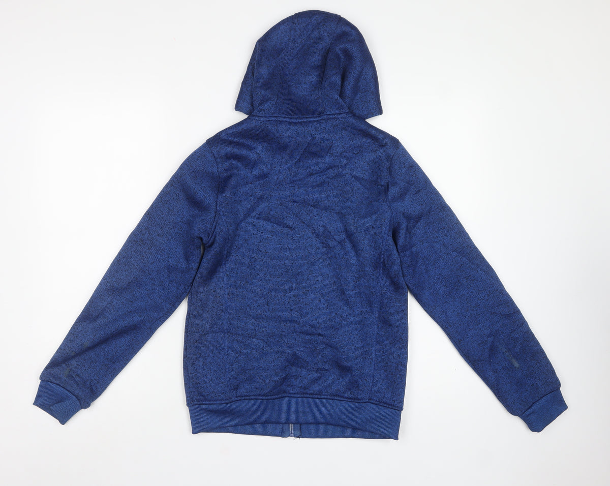 Mountain Warehouse Boys Blue 11-12 Hooded Fleece Lined Zip Jacket