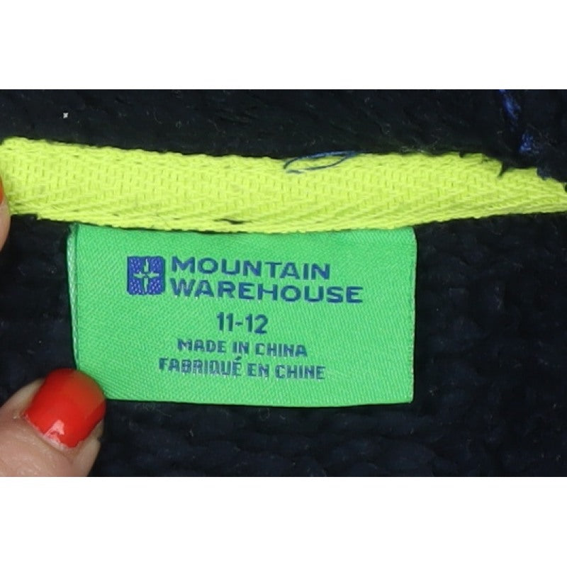 Mountain Warehouse Boys Blue 11-12 Hooded Fleece Lined Zip Jacket