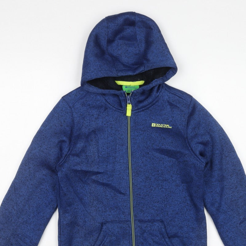 Mountain Warehouse Boys Blue 11-12 Hooded Fleece Lined Zip Jacket