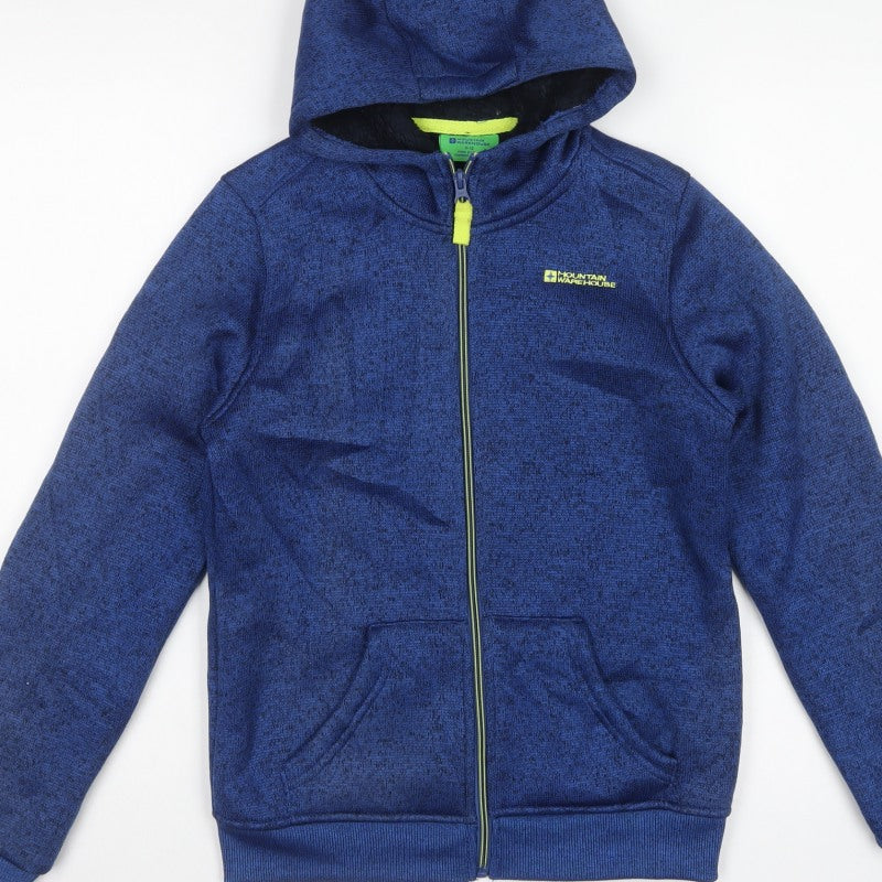 Mountain Warehouse Boys Blue 11-12 Hooded Fleece Lined Zip Jacket