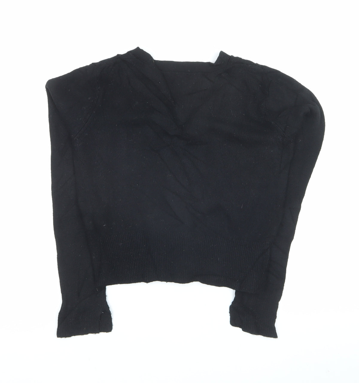French Connection Women Black S V-Neck Button Knit Cardigan