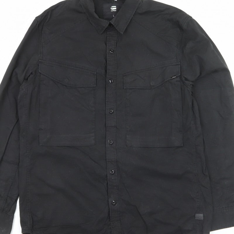 G-Star RAW Men’s Black L Long Sleeve Utility Button-Up Shirt