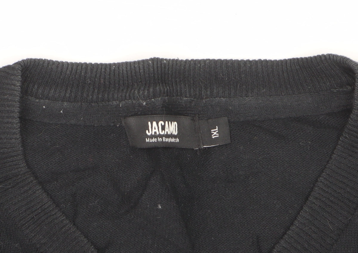 Jacamo Men’s Black XL V-Neck Cotton Knit Pullover Jumper