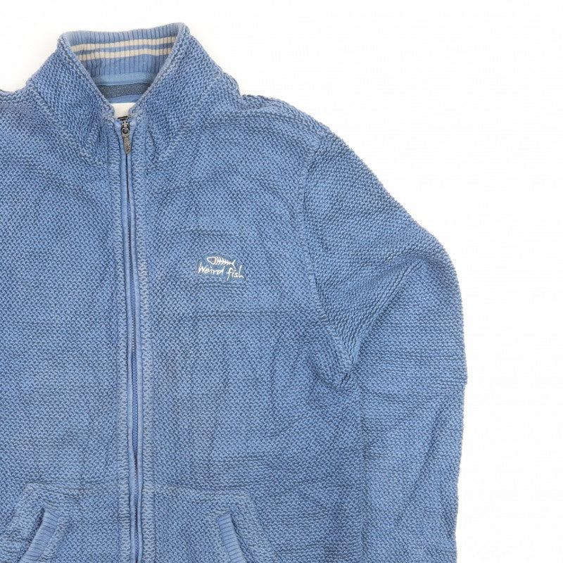 Weird Fish Men’s Blue 2XL Cotton Blend Full Zip Knit Jacket