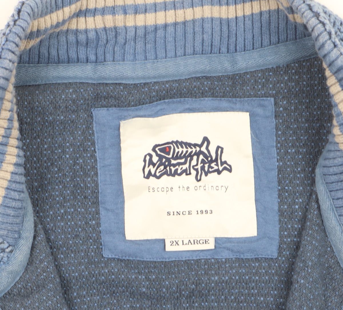 Weird Fish Men’s Blue 2XL Cotton Blend Full Zip Knit Jacket