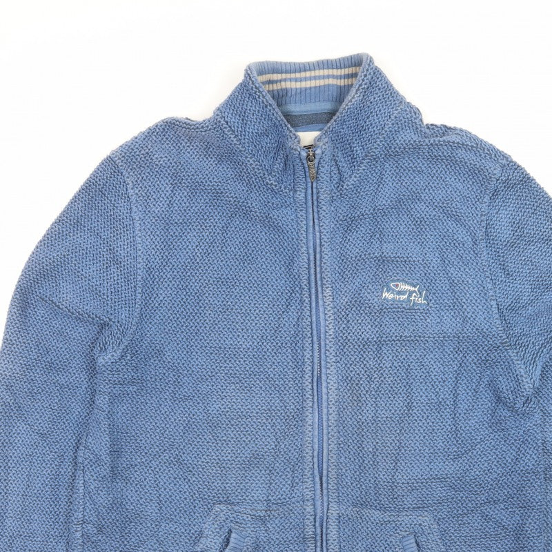 Weird Fish Men’s Blue 2XL Cotton Blend Full Zip Knit Jacket