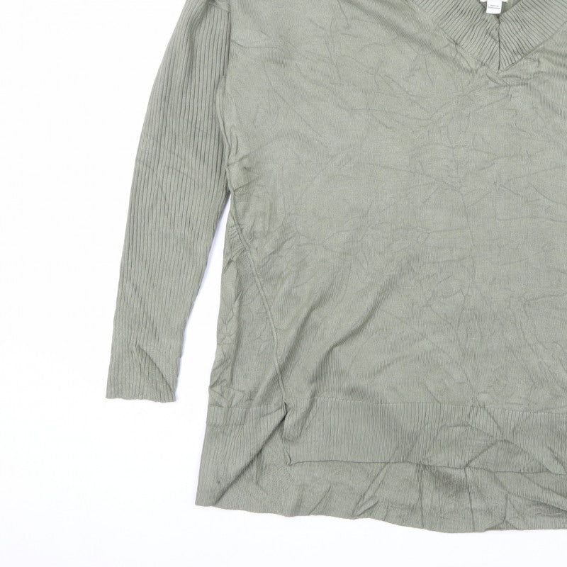 River Island Women’s Green V-Neck Knit Pullover Jumper Size M