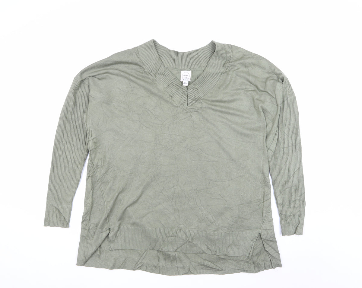 River Island Women’s Green V-Neck Knit Pullover Jumper Size M