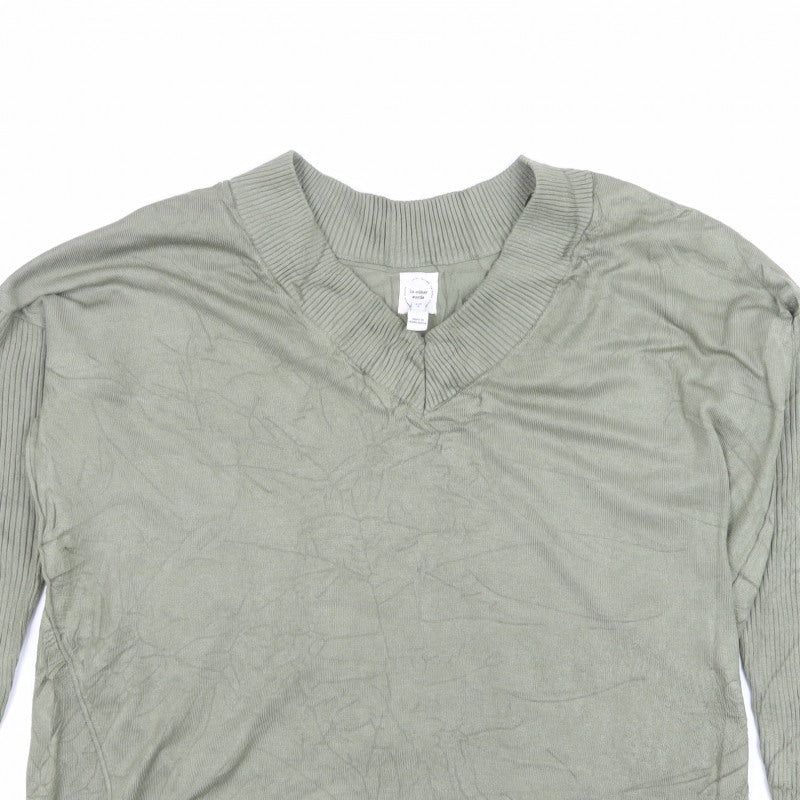 River Island Women’s Green V-Neck Knit Pullover Jumper Size M