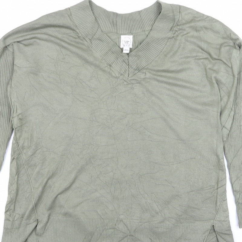 River Island Women’s Green V-Neck Knit Pullover Jumper Size M