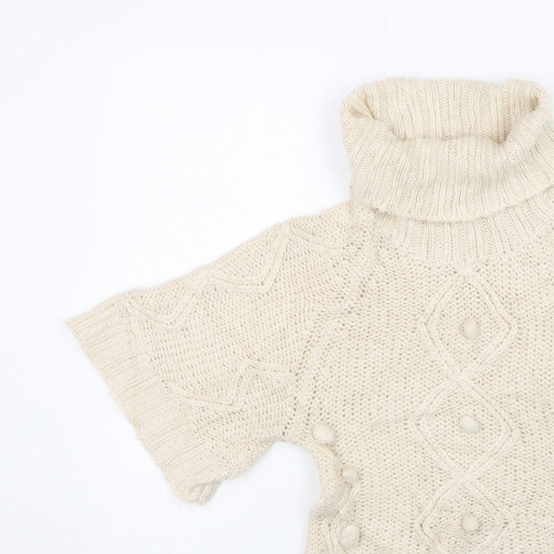Select Women Ivory UK 8 Roll Neck Cable Knit Button Jumper