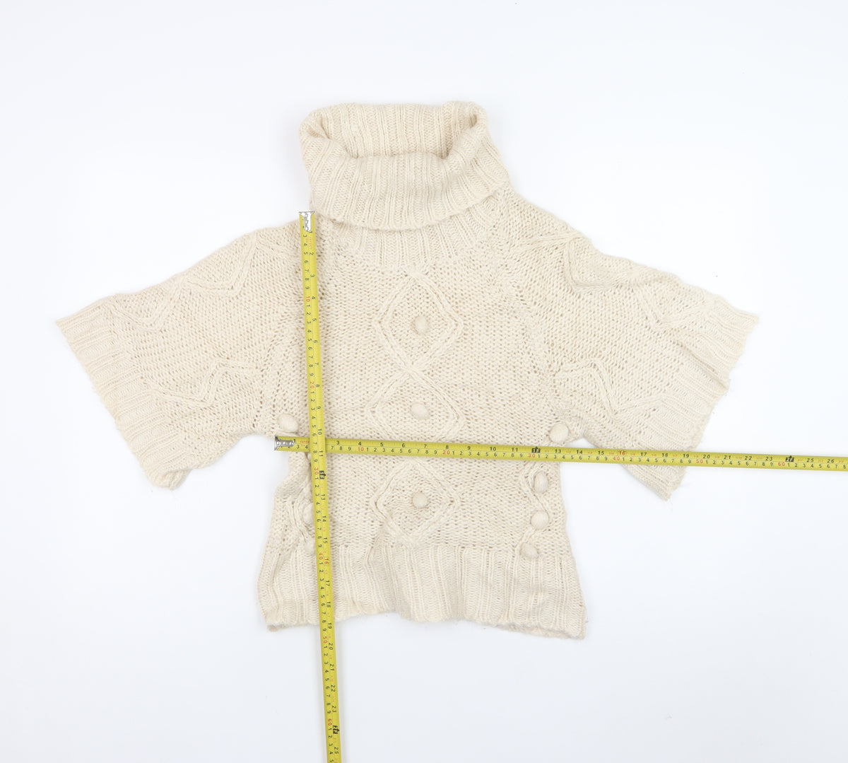 Select Women Ivory UK 8 Roll Neck Cable Knit Button Jumper