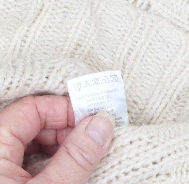 Select Women Ivory UK 8 Roll Neck Cable Knit Button Jumper