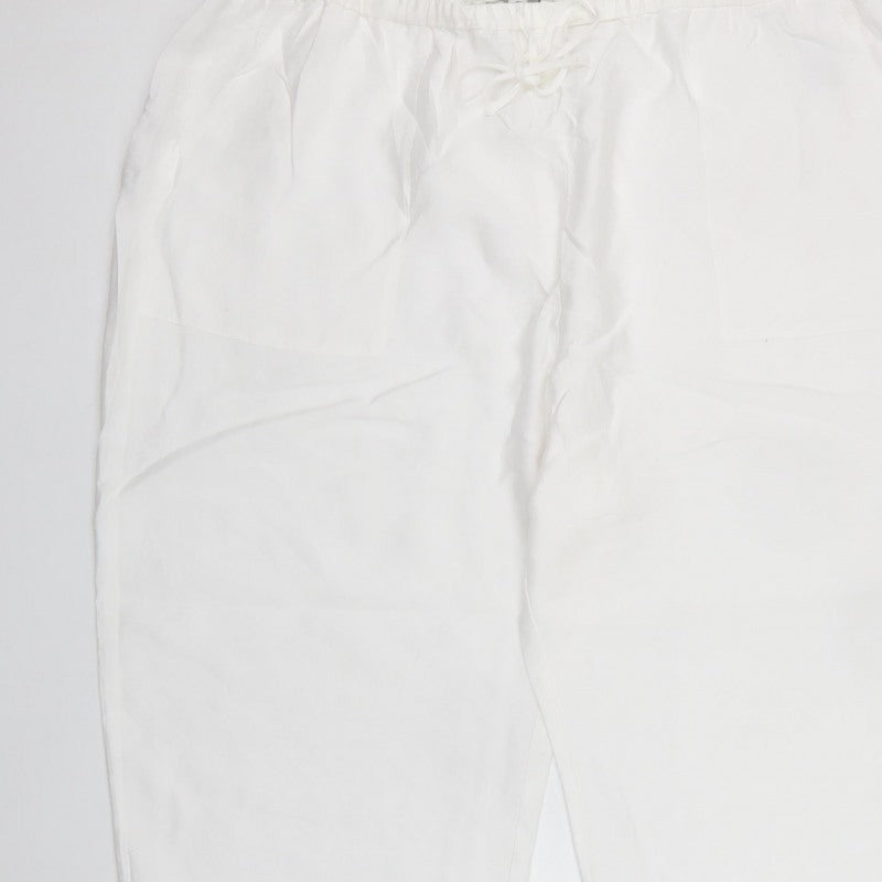 Marks and Spencer Women White Size 24 Regular Lyocell Drawstring Joggers