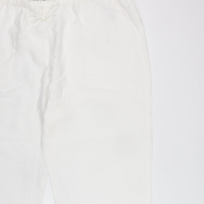 Marks and Spencer Women White Size 24 Regular Lyocell Drawstring Joggers