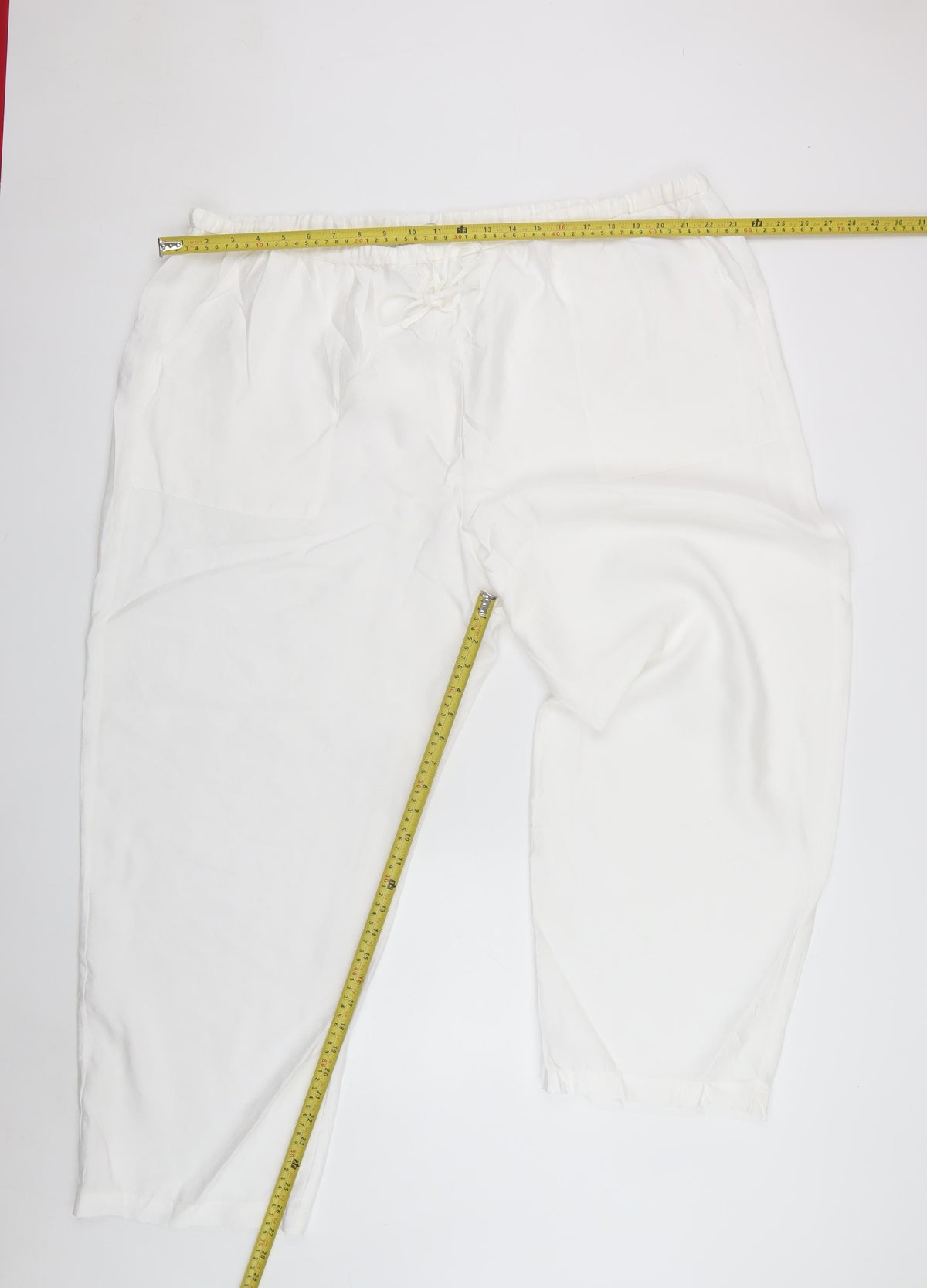Marks and Spencer Women White Size 24 Regular Lyocell Drawstring Joggers