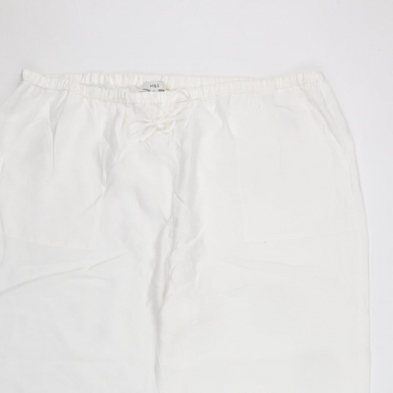 Marks and Spencer Women White Size 24 Regular Lyocell Drawstring Joggers