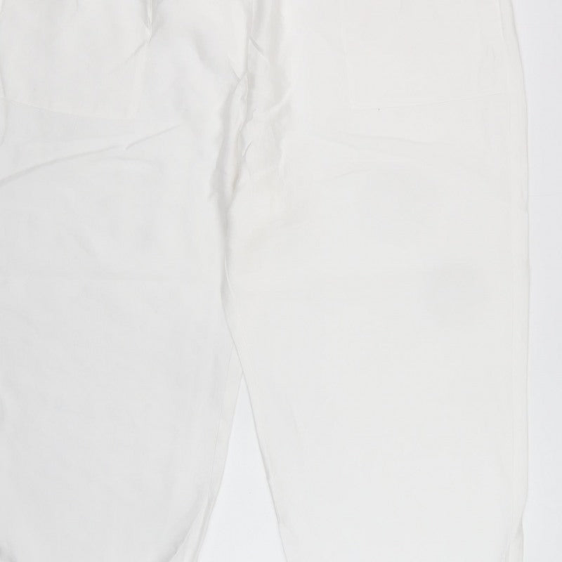 Marks and Spencer Women White Size 24 Regular Lyocell Drawstring Joggers