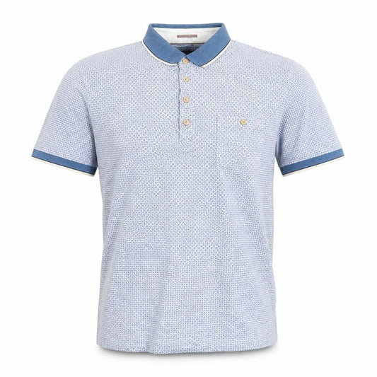 Ted Baker Men's Blue Geometric Cotton Polo Shirt Size L Short Sleeve