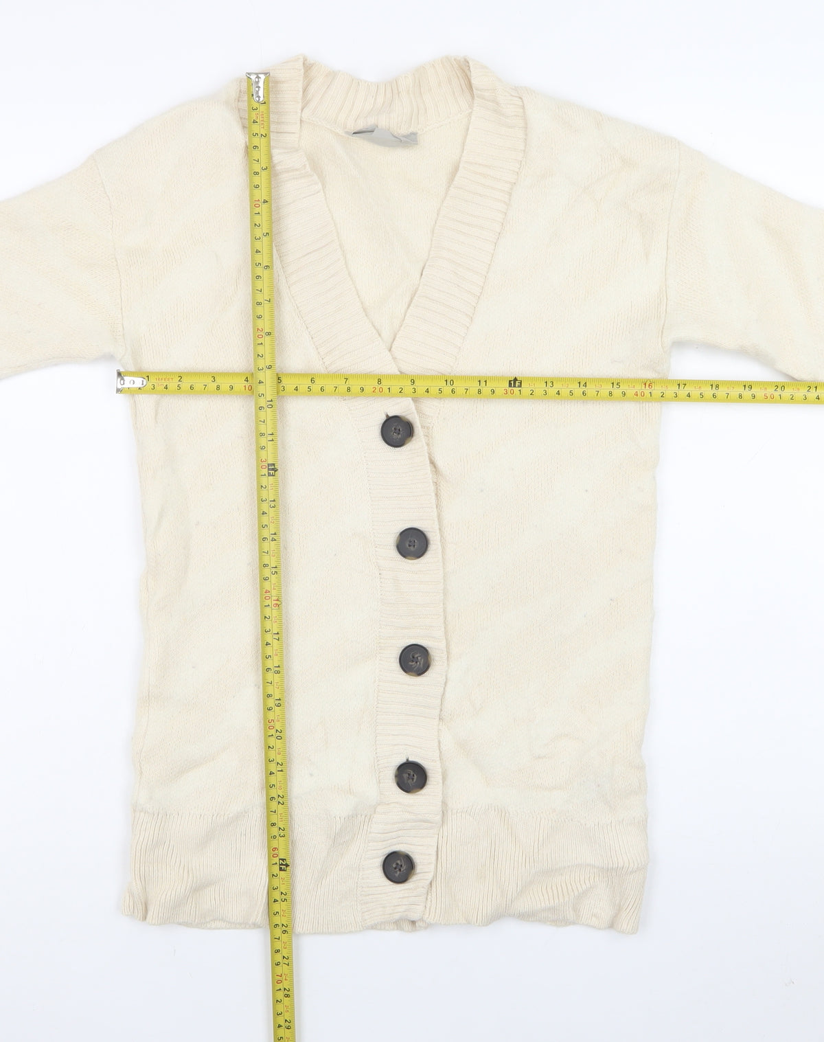 Everlane Men’s Ivory XS Button V-Neck Knit Cardigan Classic