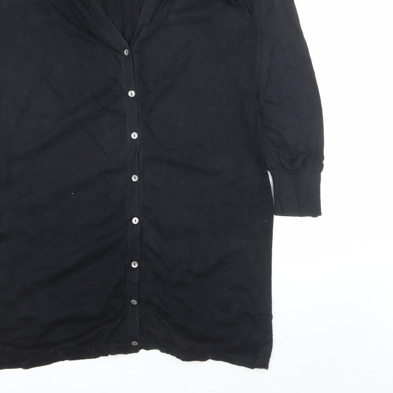 Boden Women Black UK 14 Longline V-Neck Button Cardigan