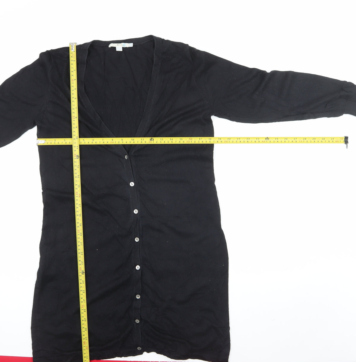 Boden Women Black UK 14 Longline V-Neck Button Cardigan