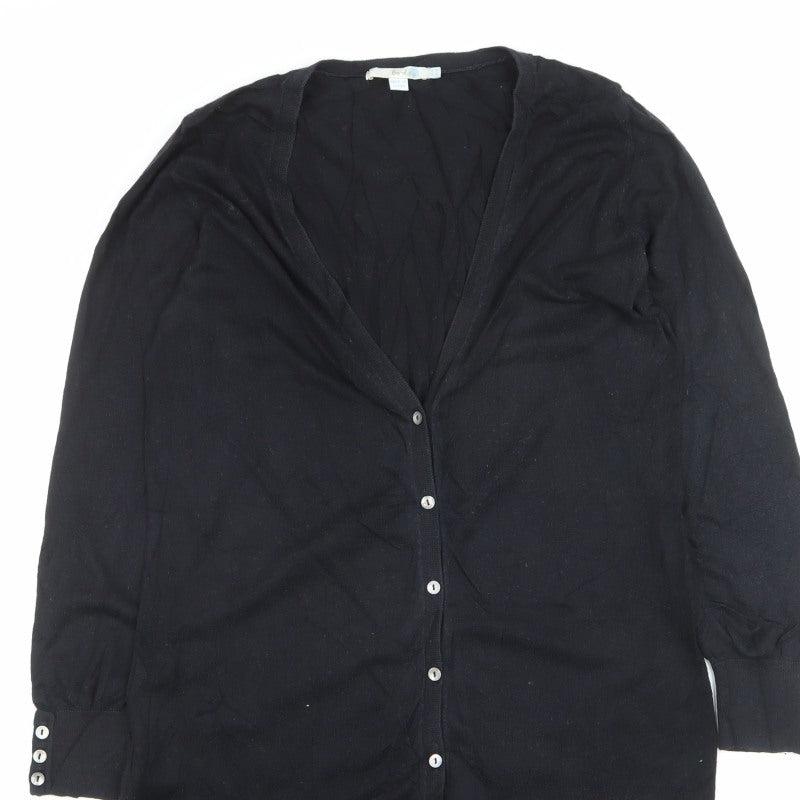 Boden Women Black UK 14 Longline V-Neck Button Cardigan