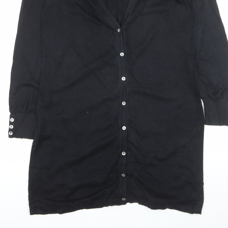 Boden Women Black UK 14 Longline V-Neck Button Cardigan