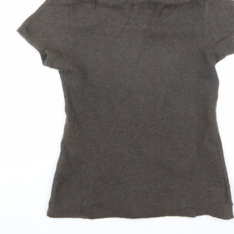 Possumdown Women’s Brown Roll Neck Short Sleeve Knit Jumper Size S
