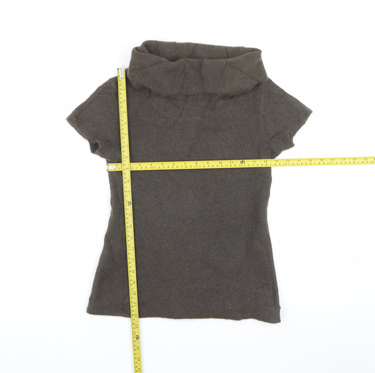Possumdown Women’s Brown Roll Neck Short Sleeve Knit Jumper Size S