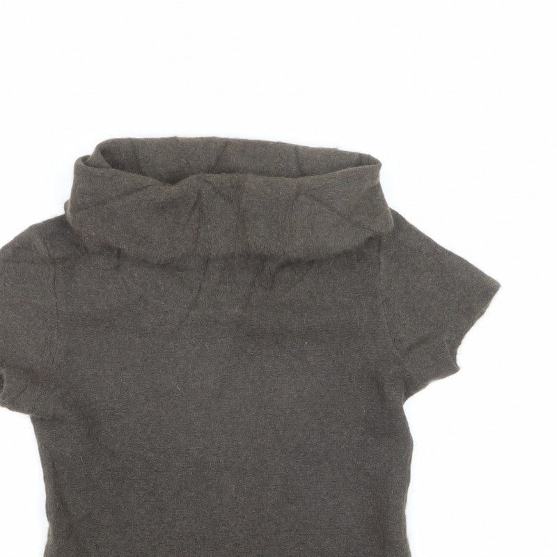 Possumdown Women’s Brown Roll Neck Short Sleeve Knit Jumper Size S