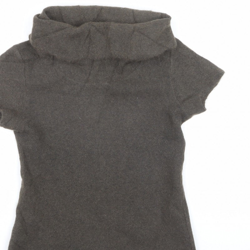 Possumdown Women’s Brown Roll Neck Short Sleeve Knit Jumper Size S