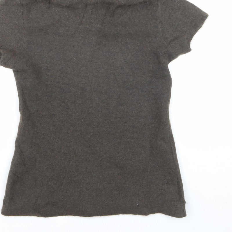 Possumdown Women’s Brown Roll Neck Short Sleeve Knit Jumper Size S