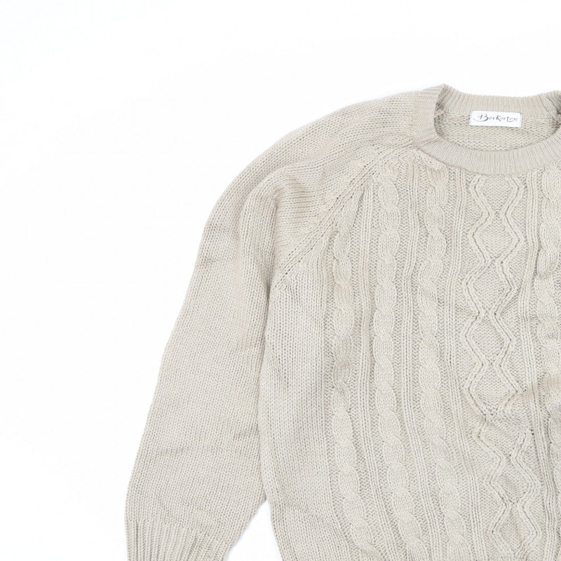 Berkertex Women’s Beige Cable Knit Crew Neck Jumper Size 18