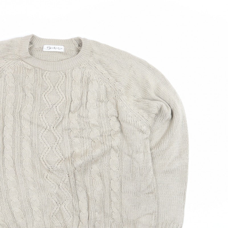 Berkertex Women’s Beige Cable Knit Crew Neck Jumper Size 18