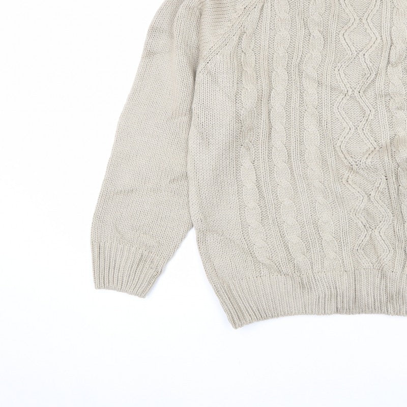 Berkertex Women’s Beige Cable Knit Crew Neck Jumper Size 18