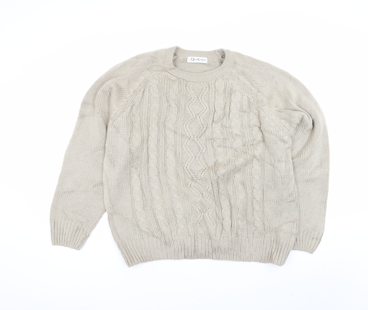 Berkertex Women’s Beige Cable Knit Crew Neck Jumper Size 18