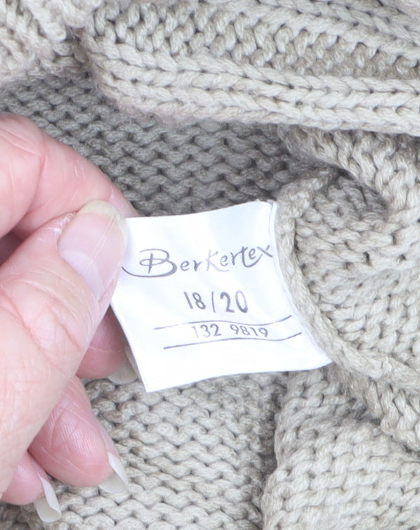 Berkertex Women’s Beige Cable Knit Crew Neck Jumper Size 18