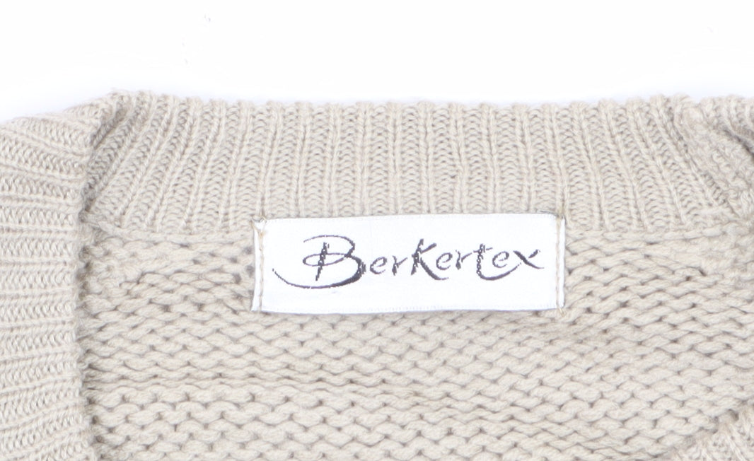 Berkertex Women’s Beige Cable Knit Crew Neck Jumper Size 18