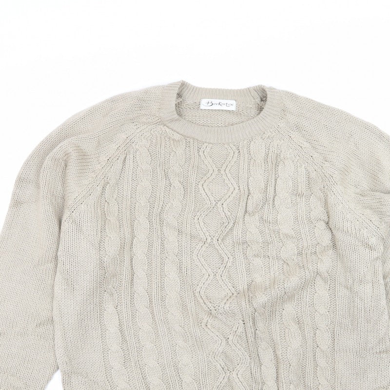 Berkertex Women’s Beige Cable Knit Crew Neck Jumper Size 18